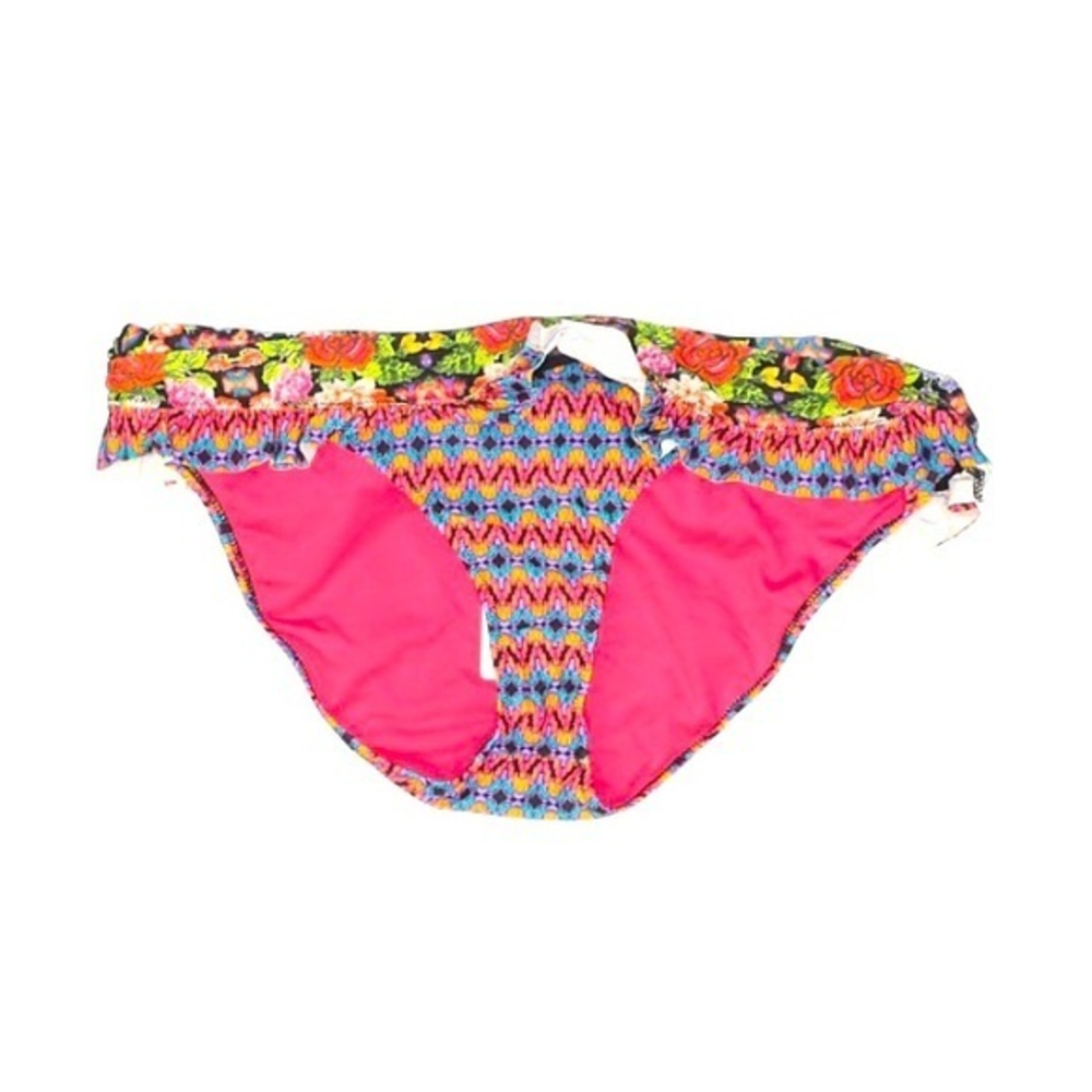 NWT Jessica Simpson‎ XL pink multicolored floral ruffled bikini swim bottom